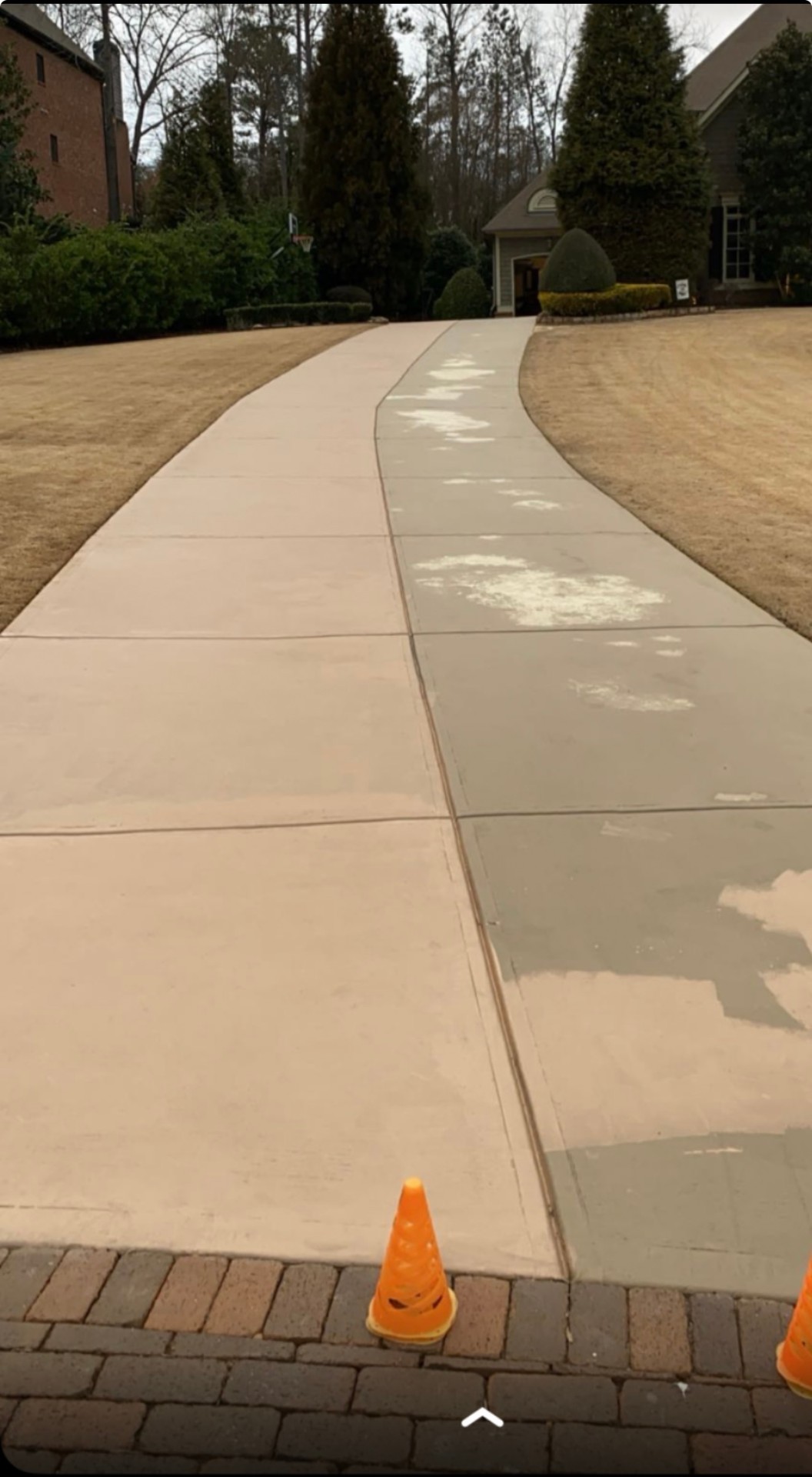 Fresh curved concrete driveway installation
